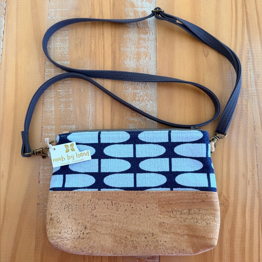 NWT mmb by hand Handmade ORGANIC Cork & Cotton Bag Detachable Strap Purse